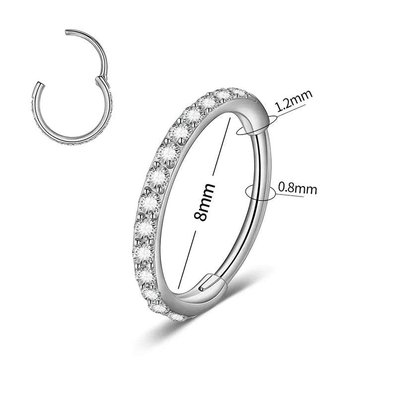 8mm CZ Luxe | Stainless Steel Clicker Ring