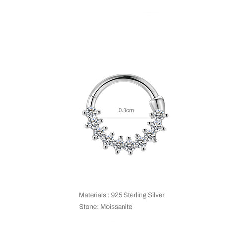8mm Moissanite | Sterling Silver Clicker Ring 16G Gauge