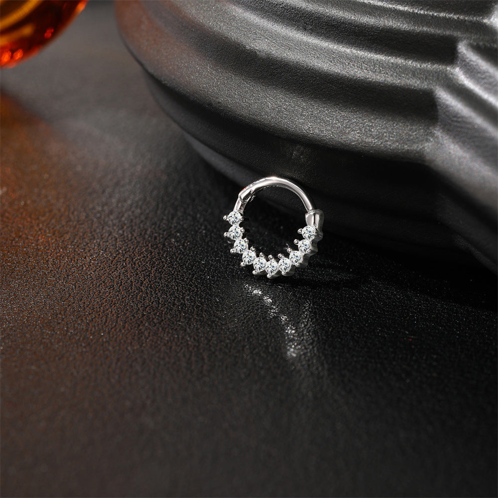 8mm Moissanite | Sterling Silver Clicker Ring 16G Gauge