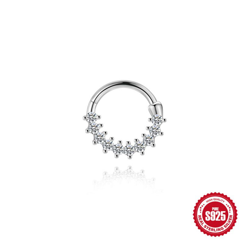 8mm Moissanite | Sterling Silver Clicker Ring 16G Gauge
