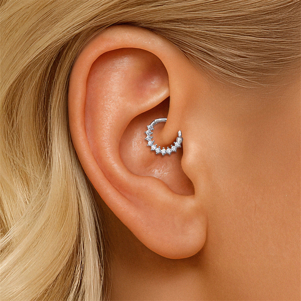 8mm Moissanite | Sterling Silver Clicker Ring 16G Gauge