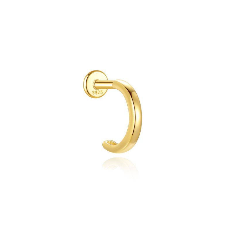 Hybrid Huggie | Sterling Silver Flat Back Stud 16G Gauge