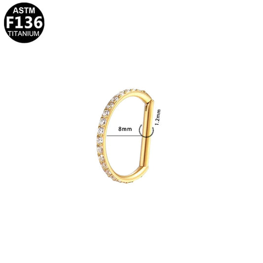 8mm CZ Straight Bar | G23 Titanium Clicker Ring