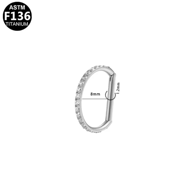 8mm CZ Straight Bar | G23 Titanium Clicker Ring