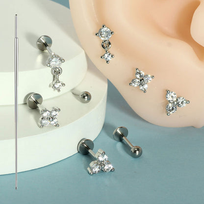 9-Piece Piercing Set | Stainless Steel Threadless Flat Back Studs 20G Gauge
