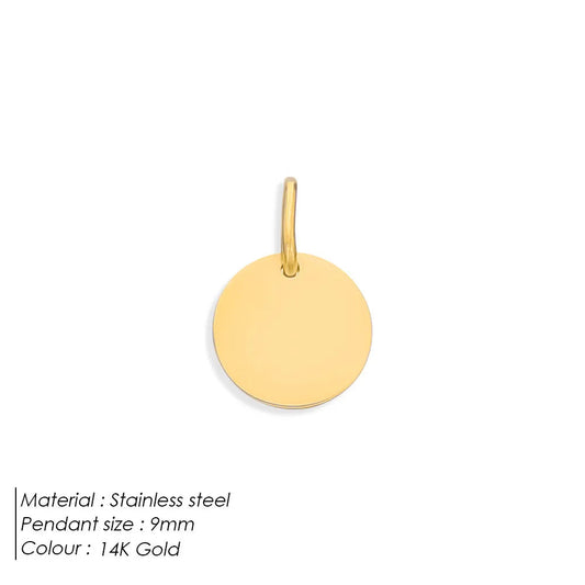Gold pendant with size 9x9MM on a white background