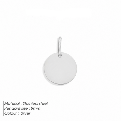 Silver pendant with dimensions 9x9MM on a white background