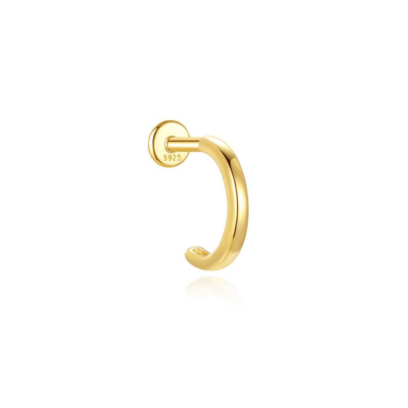 Hybrid Huggie | Sterling Silver Flat Back Stud 16G Gauge