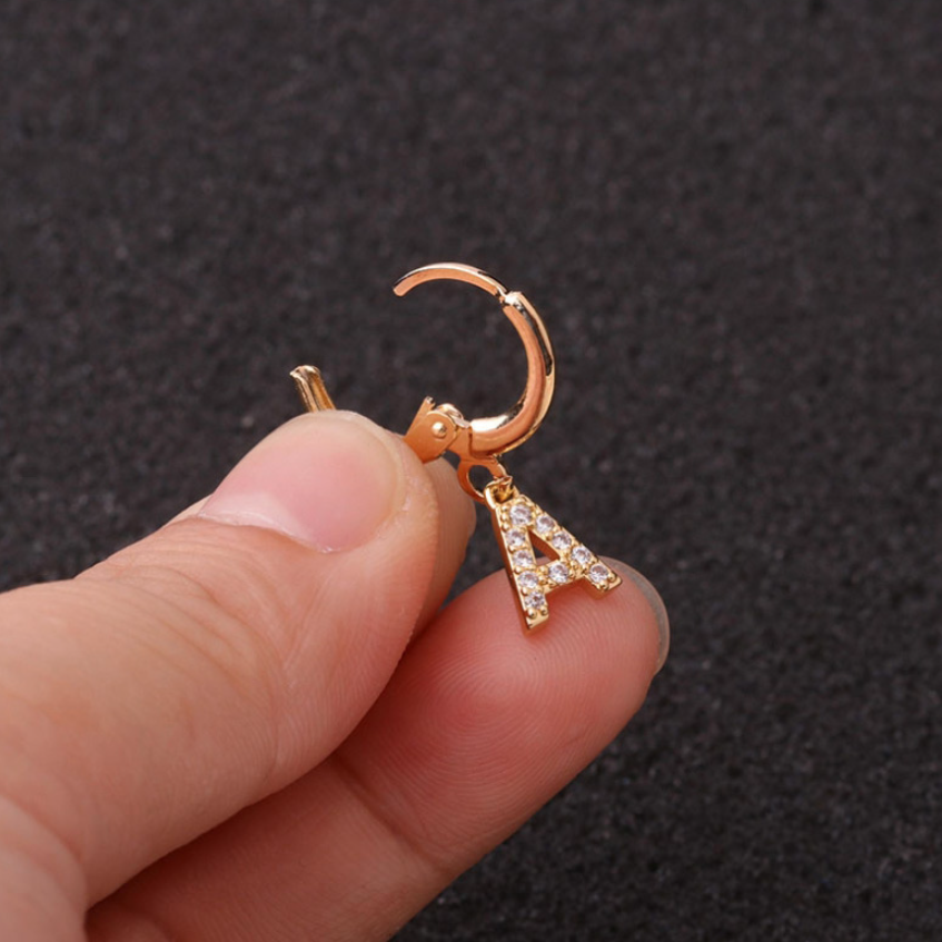 Gold Letter Sleeper Earrings