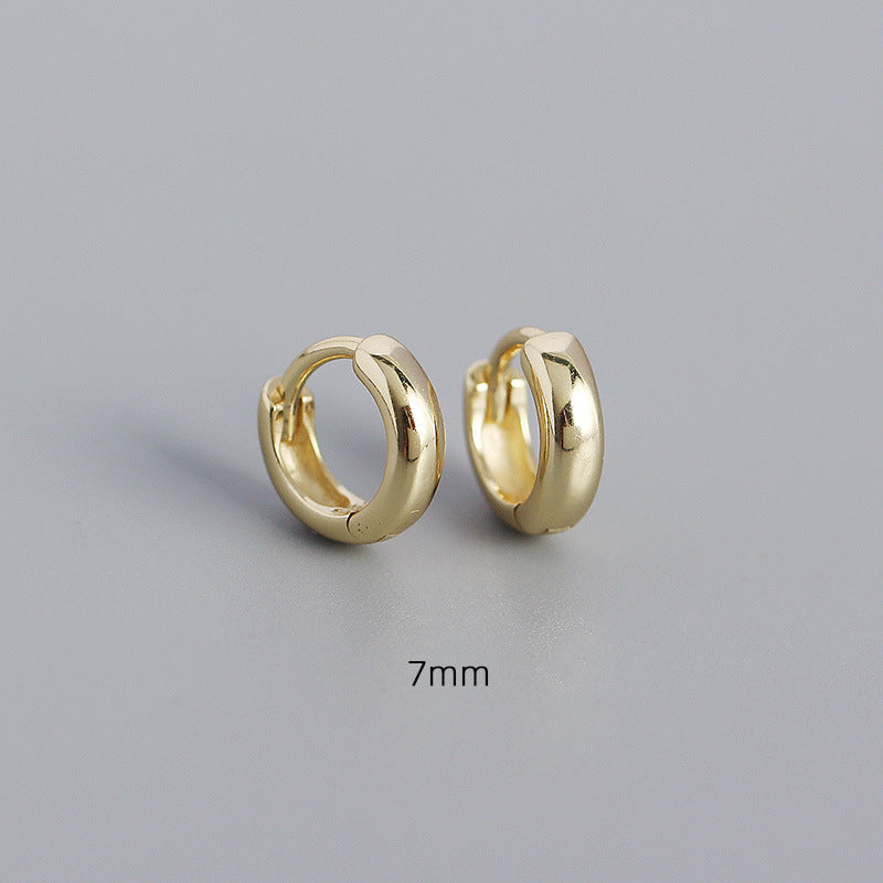 Glossy Thick Huggies (7mm) in Sterling Silver