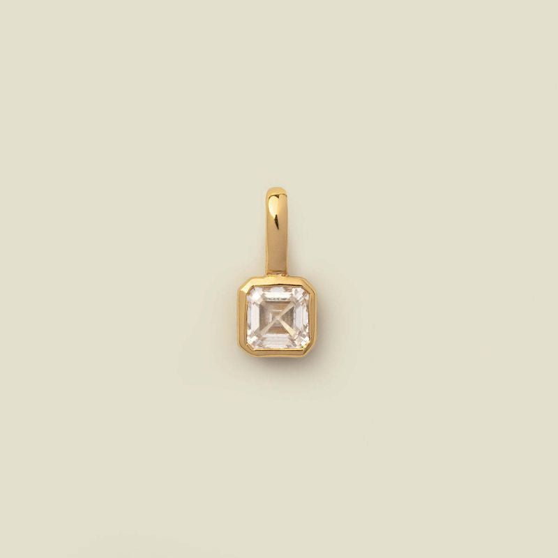 Square Birthstone Necklace Charm