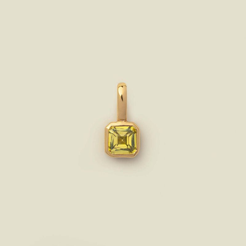 Square Birthstone Necklace Charm