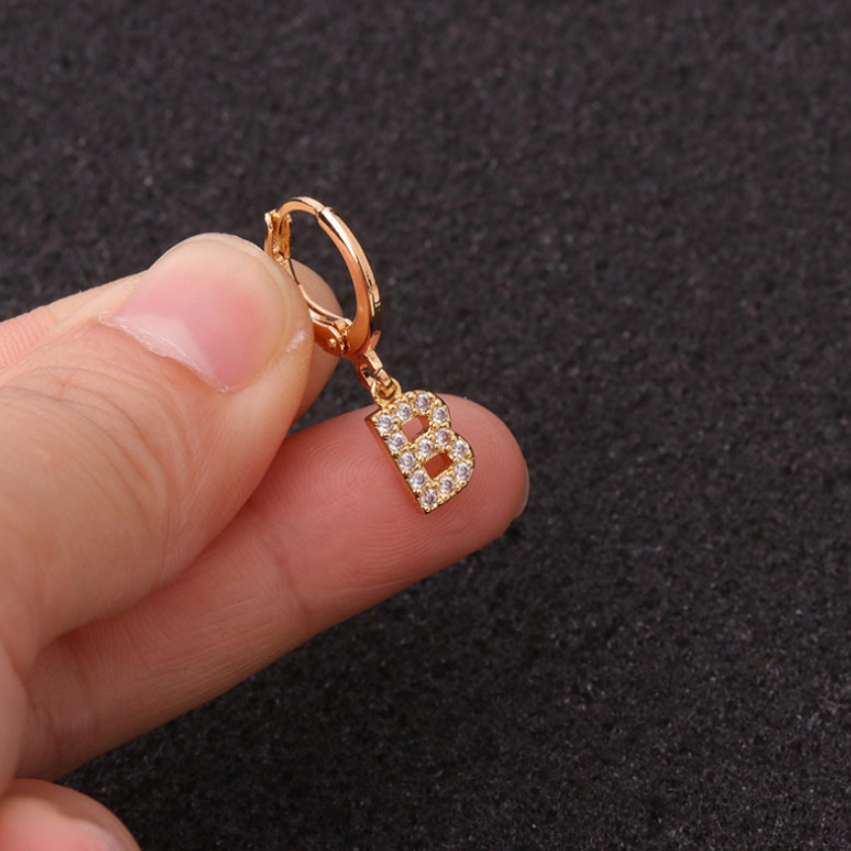 Gold Letter Sleeper Earrings