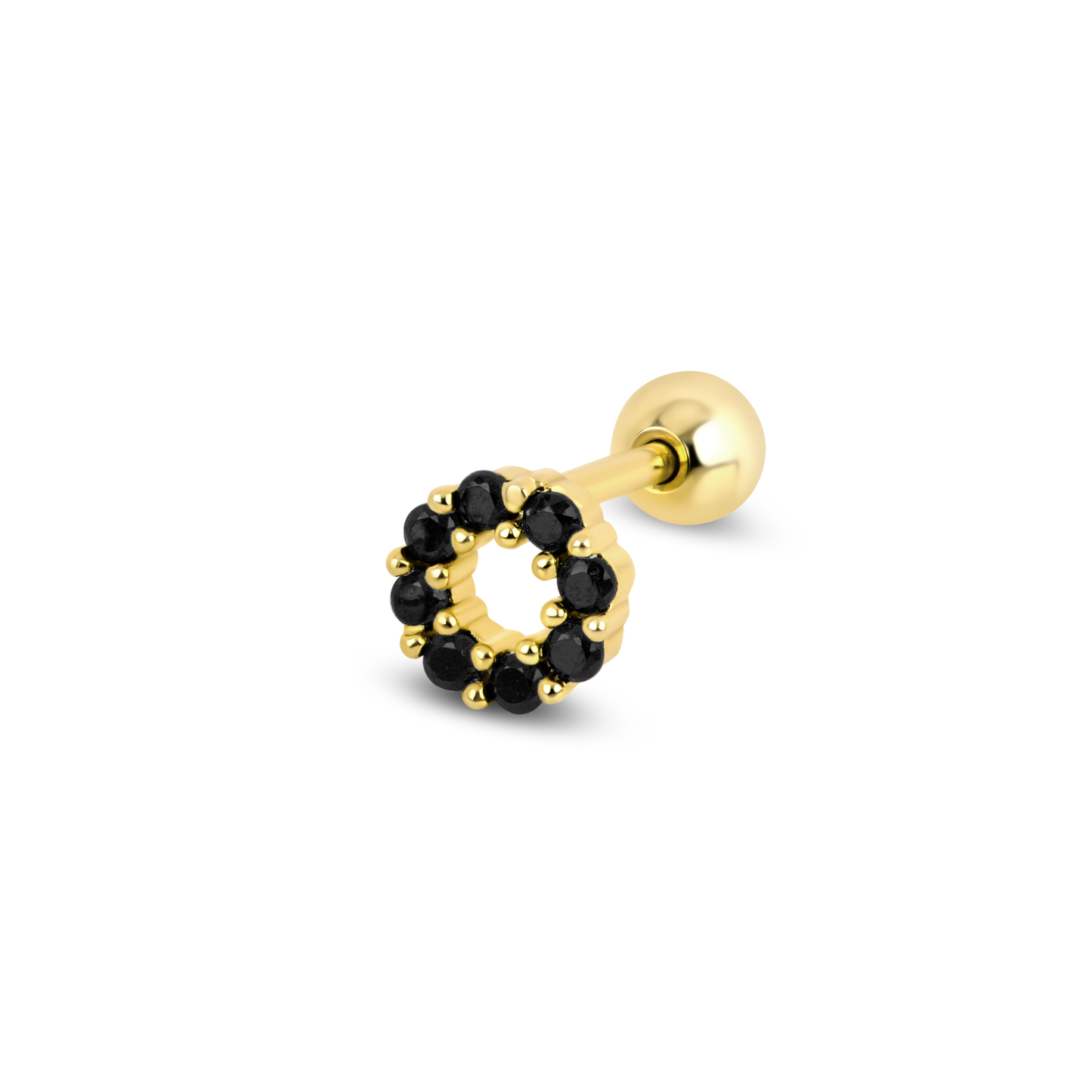 Black Donut Screw Ball Stud in Sterling Silver (1pc single)