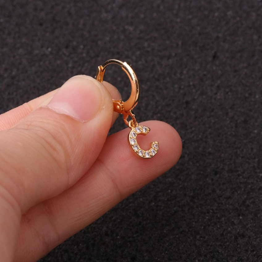 Gold Letter Sleeper Earrings
