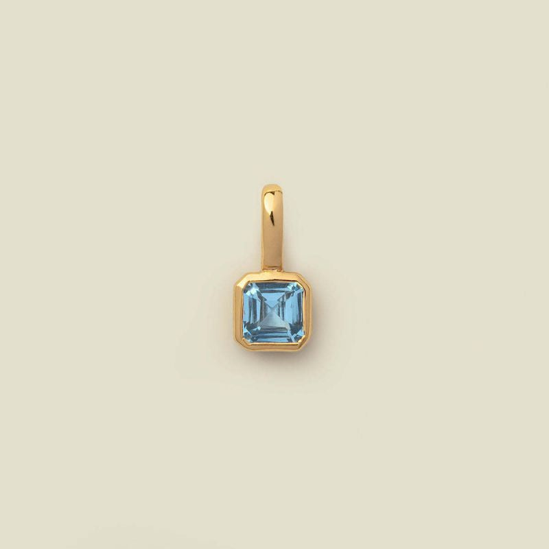 Square Birthstone Necklace Charm