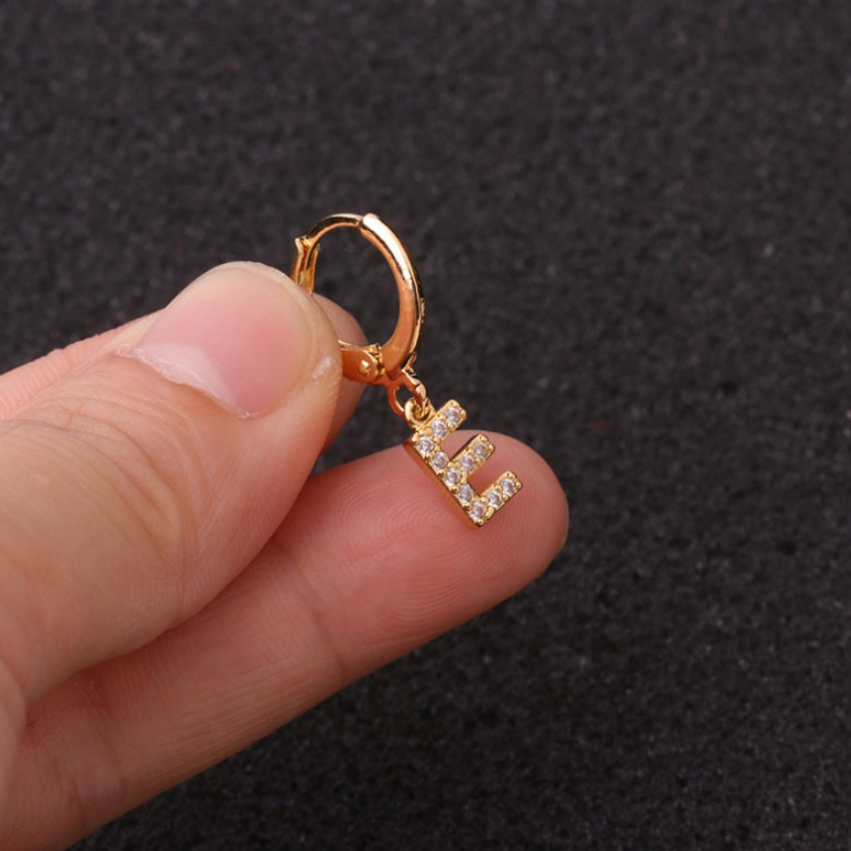 Gold Letter Sleeper Earrings