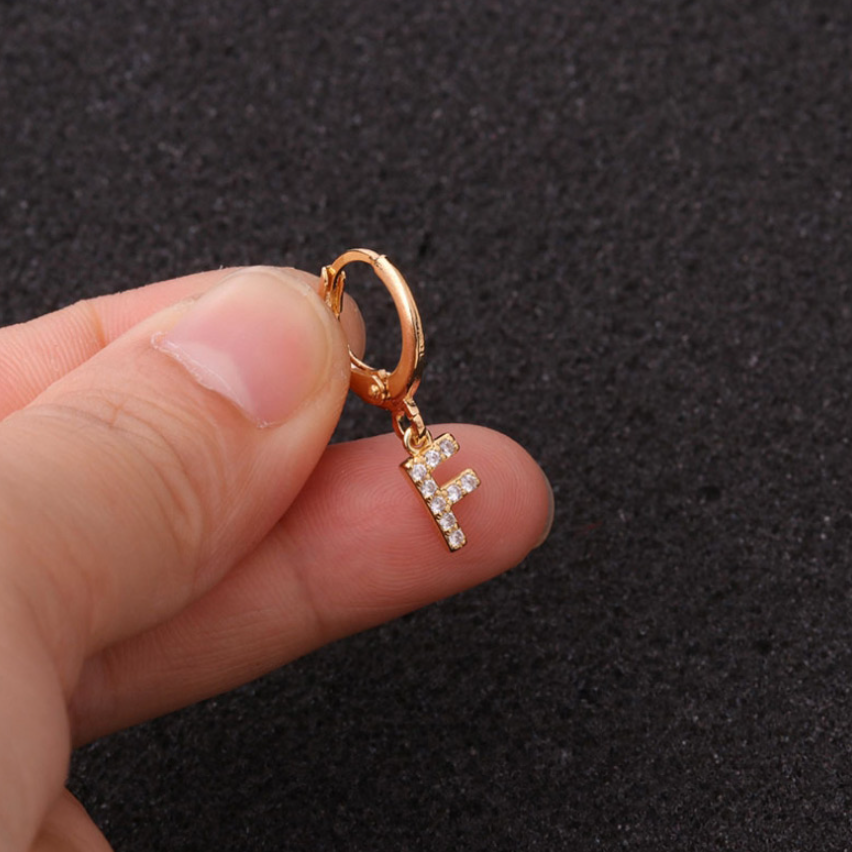 Gold Letter Sleeper Earrings