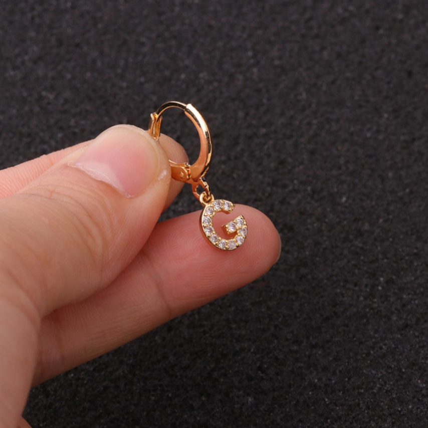 Gold Letter Sleeper Earrings