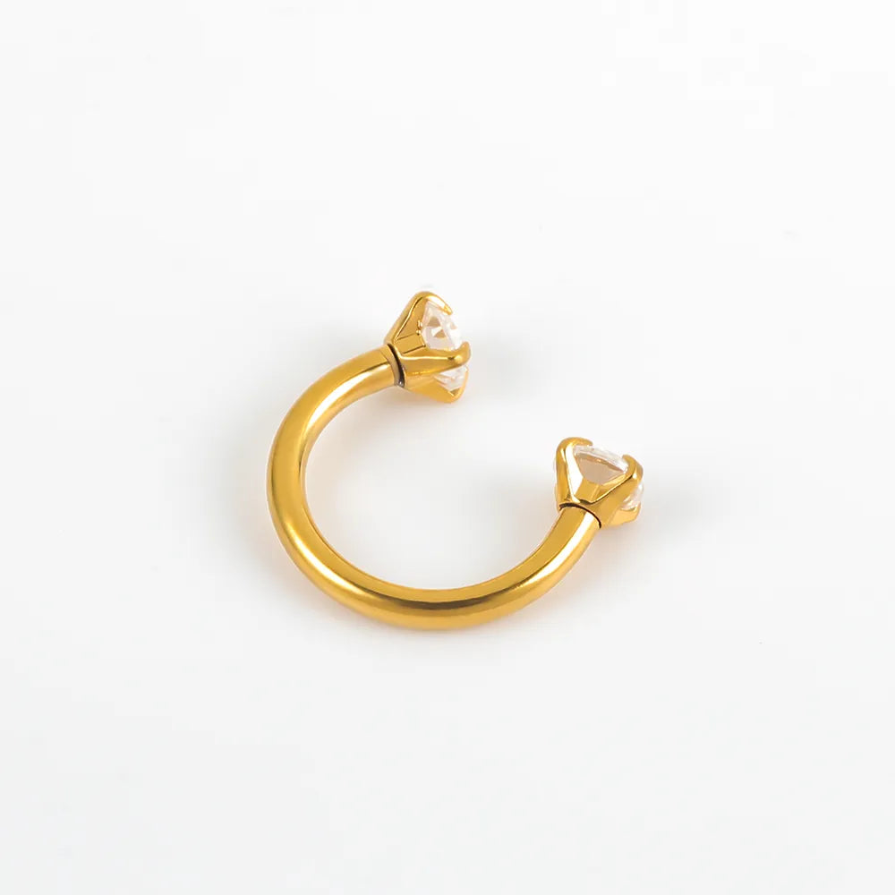 Cubic Zirconia | Stainless Steel Circular Barbell Ring 16G Gauge