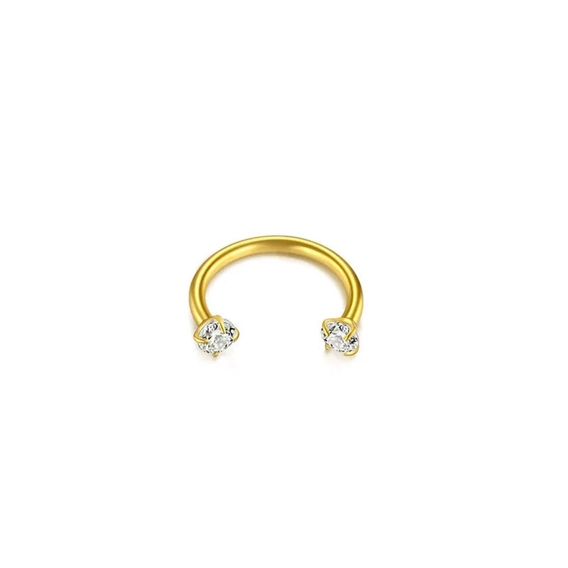 Cubic Zirconia | Stainless Steel Circular Barbell Ring 18G Gauge