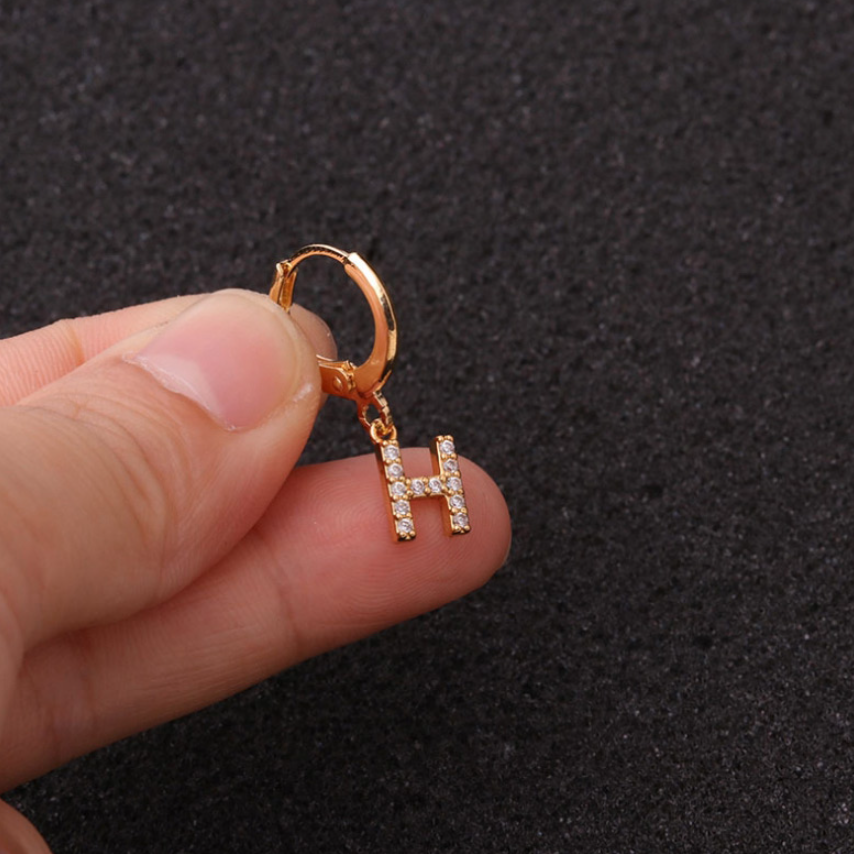 Gold Letter Sleeper Earrings