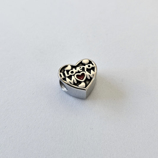 I Love Mom Bead Bracelet Charm
