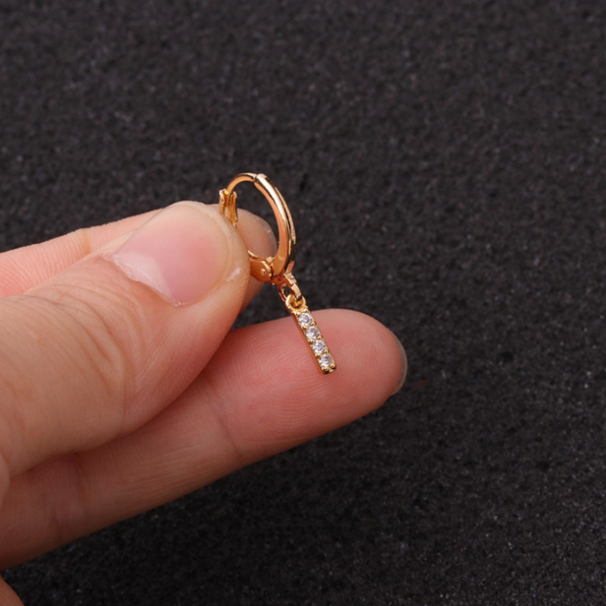 Gold Letter Sleeper Earrings