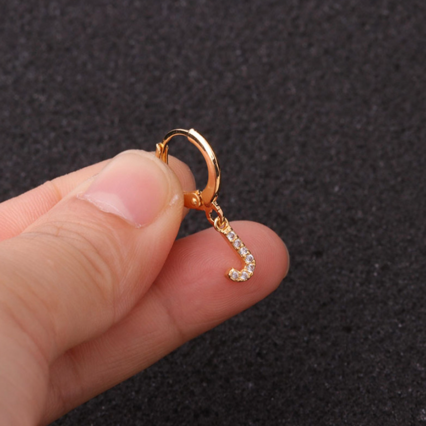 Gold Letter Sleeper Earrings