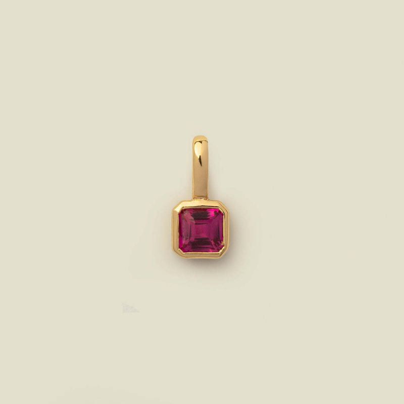 Square Birthstone Necklace Charm