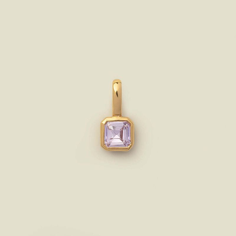 Square Birthstone Necklace Charm
