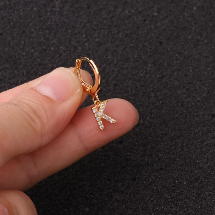 Gold Letter Sleeper Earrings