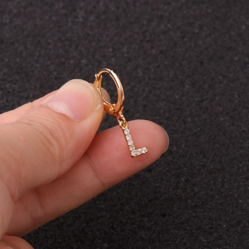 Gold Letter Sleeper Earrings