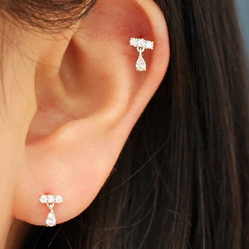 Petite Dangle Screw Ball Stud in Sterling Silver (1pc single)