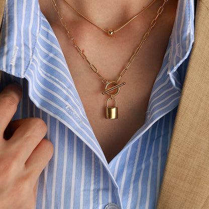 Lock and Paperclip Necklace Combo