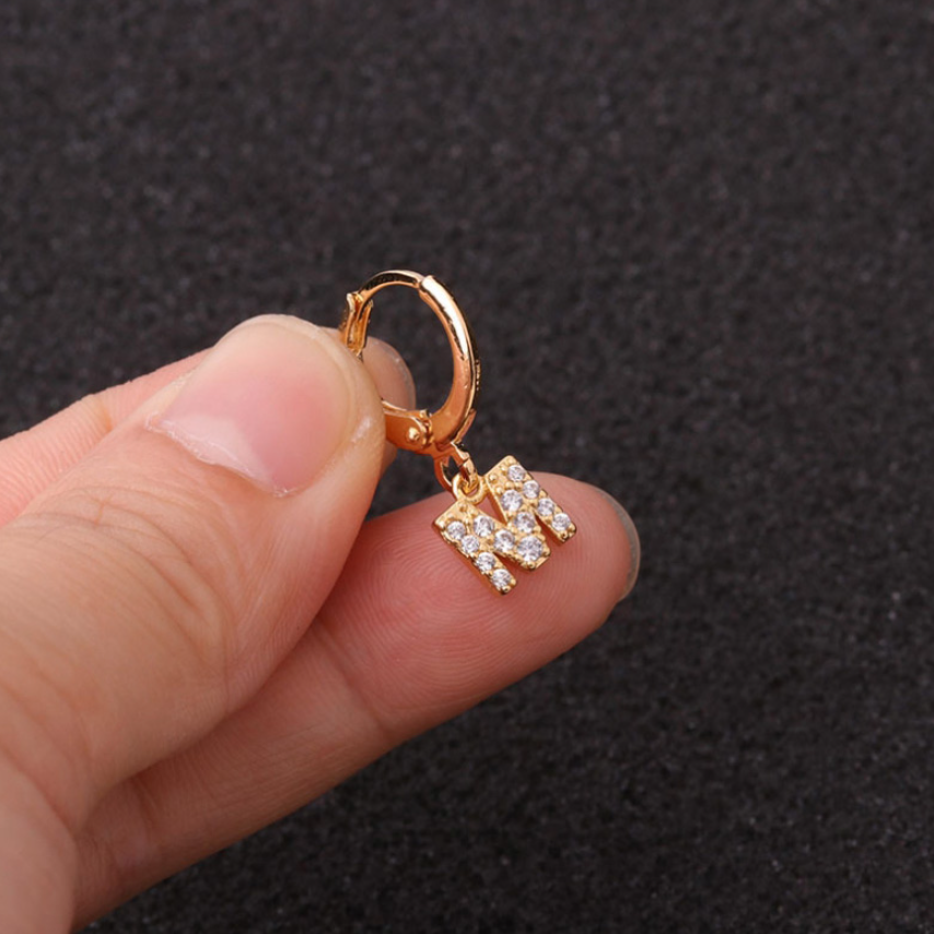 Gold Letter Sleeper Earrings