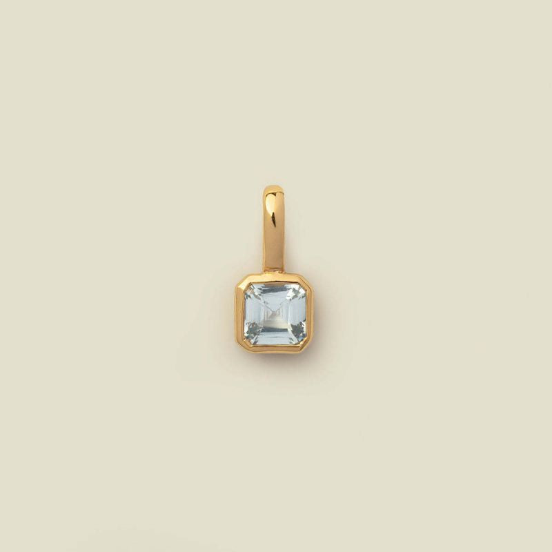 Square Birthstone Necklace Charm