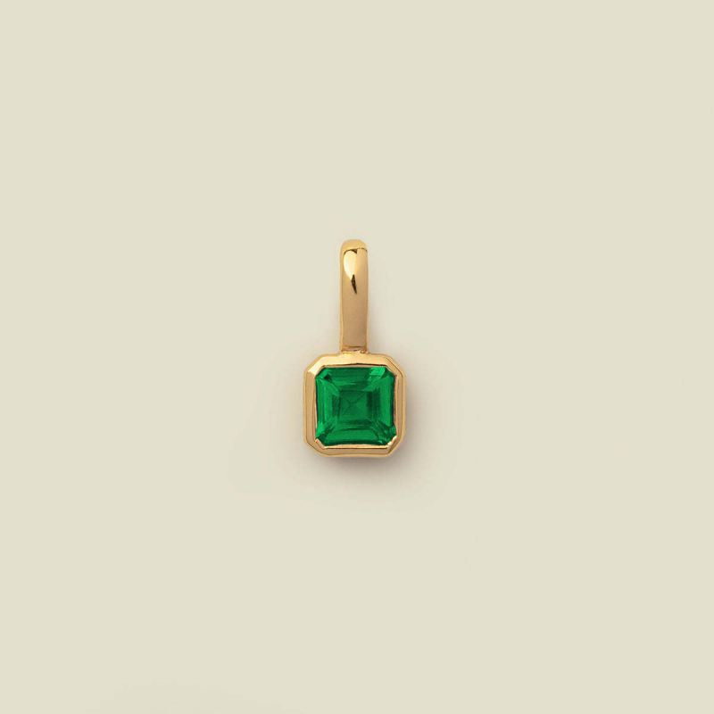 Square Birthstone Necklace Charm