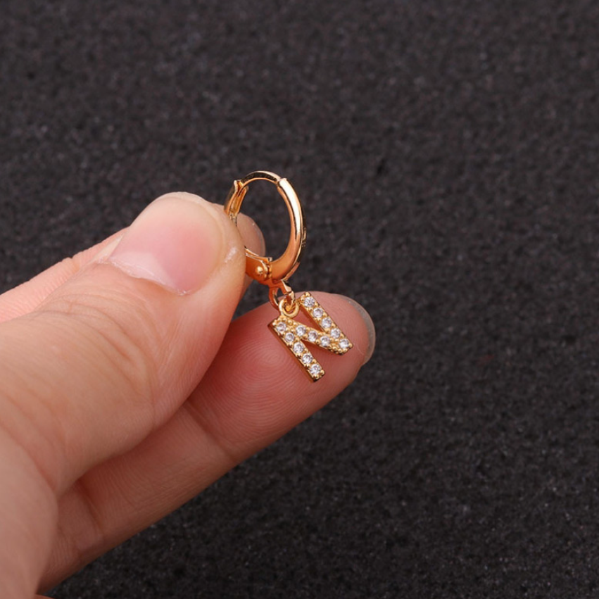 Gold Letter Sleeper Earrings