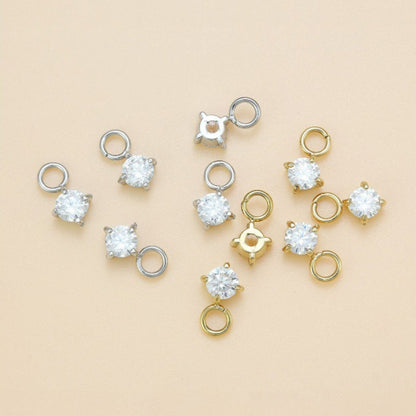Round | Stainless Steel CZ Earring Charms