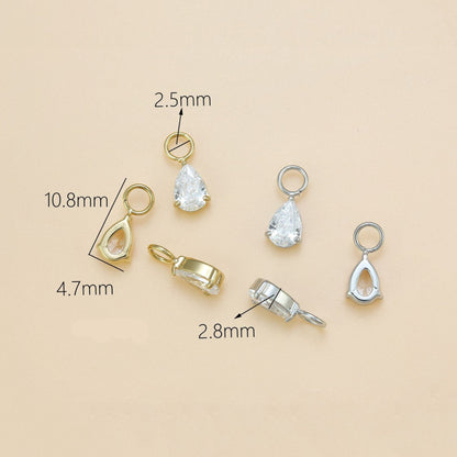 Pear | Stainless Steel CZ Earring Charms