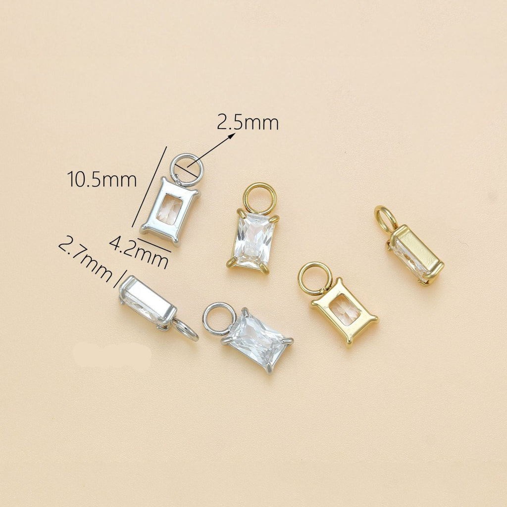 Rectangle | Stainless Steel CZ Earring Charms