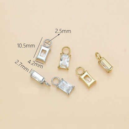 Rectangle | Stainless Steel CZ Earring Charms