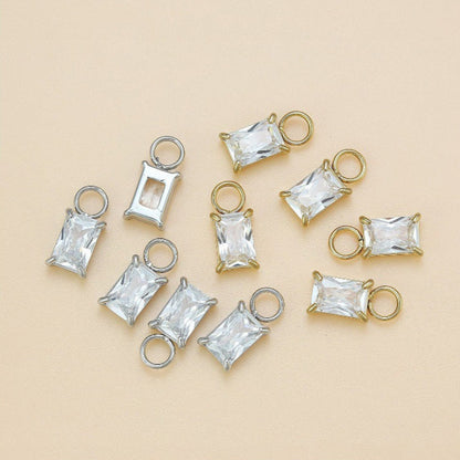 Rectangle | Stainless Steel CZ Earring Charms