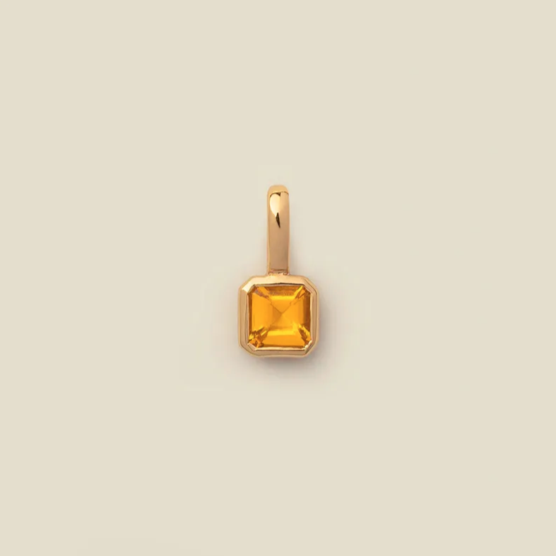 Square Birthstone Necklace Charm