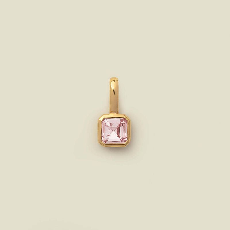 Square Birthstone Necklace Charm