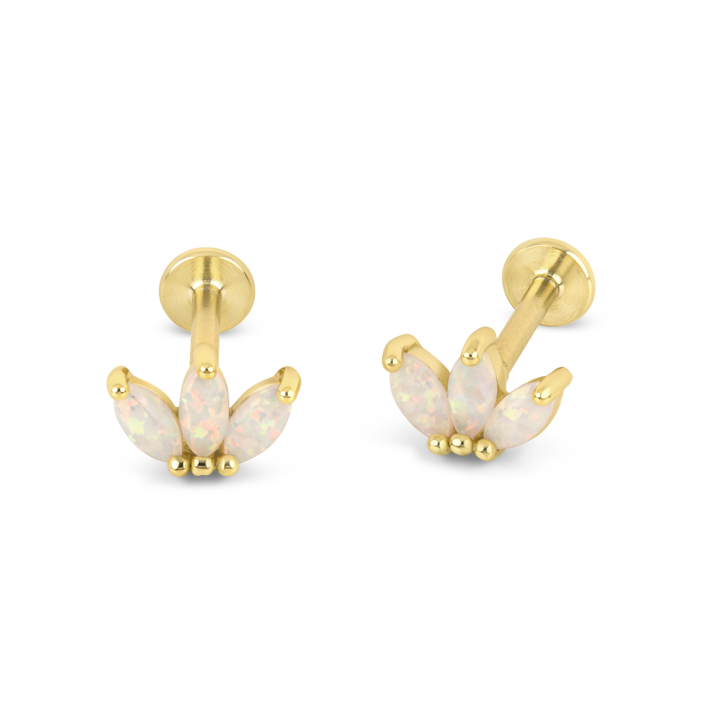 Opal Marquise Trio | Sterling Silver Flat Back Stud 16G Gauge