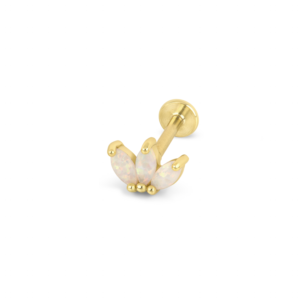 Opal Marquise Trio | Sterling Silver Flat Back Stud 16G Gauge