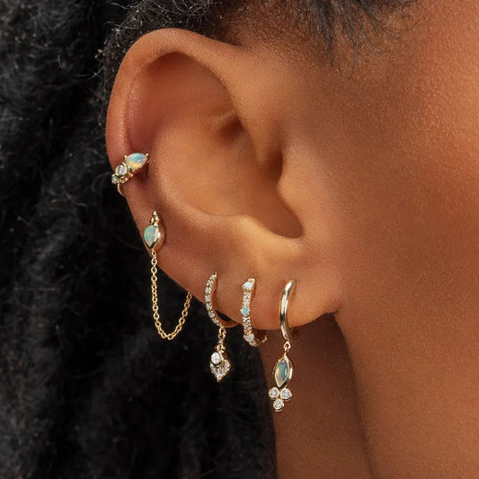 Opal Huggies in Sterling Silver