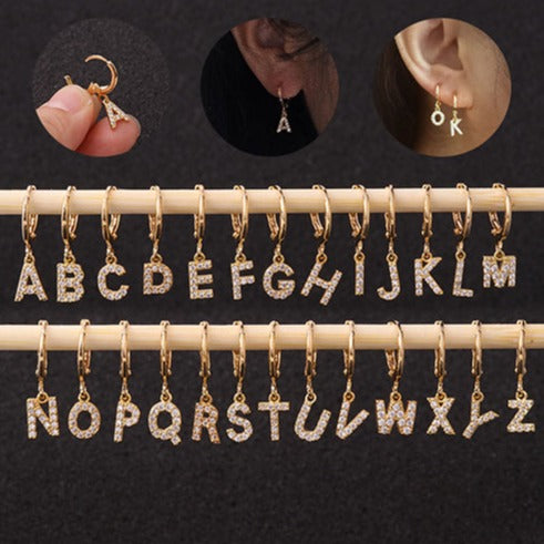 Gold Letter Sleeper Earrings